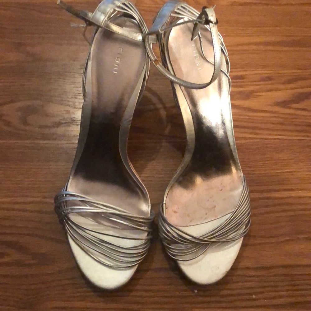 Silver Metallic Heels Corkscrew Base Fioni Size 12